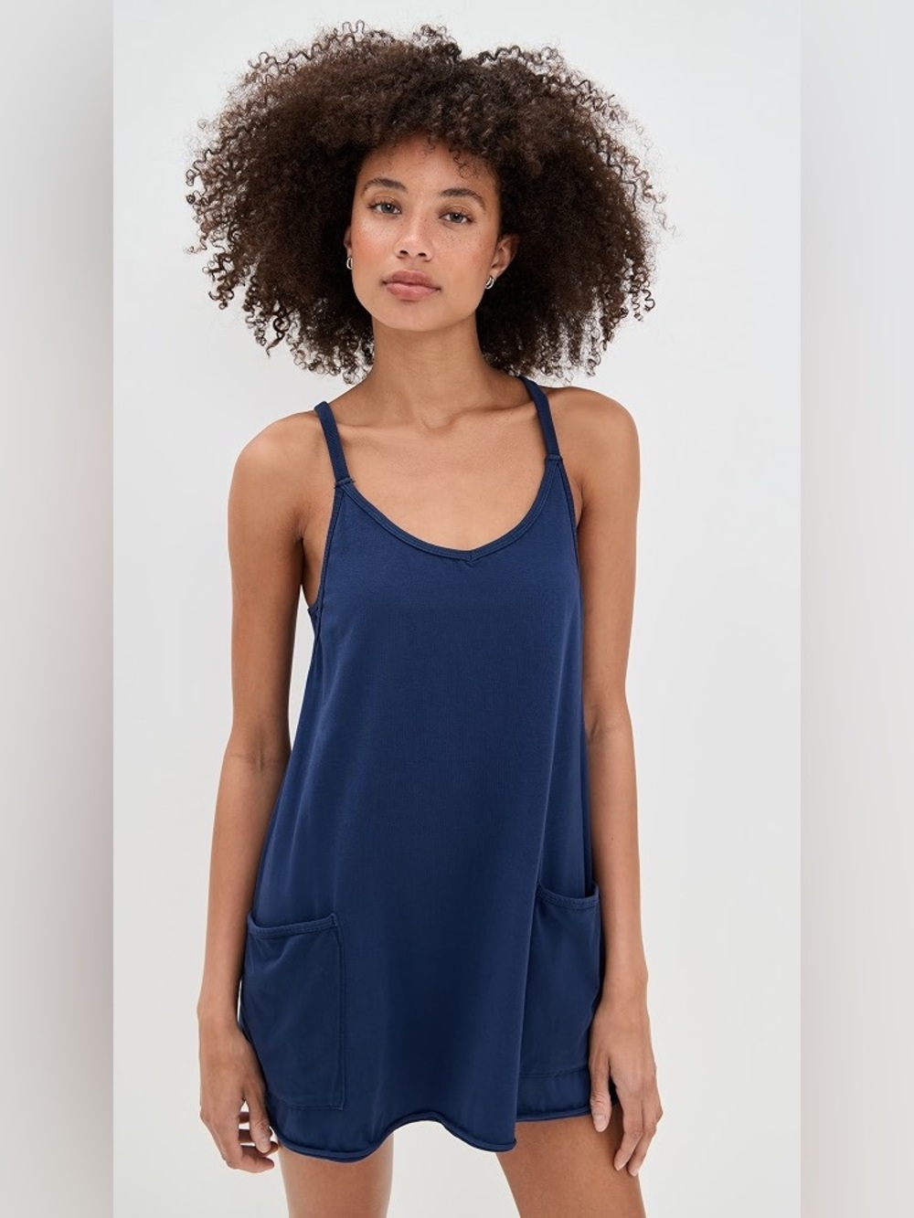 Free People FP Movement Navy Denim Blue Hotshot Mini Dress with Shorts XS